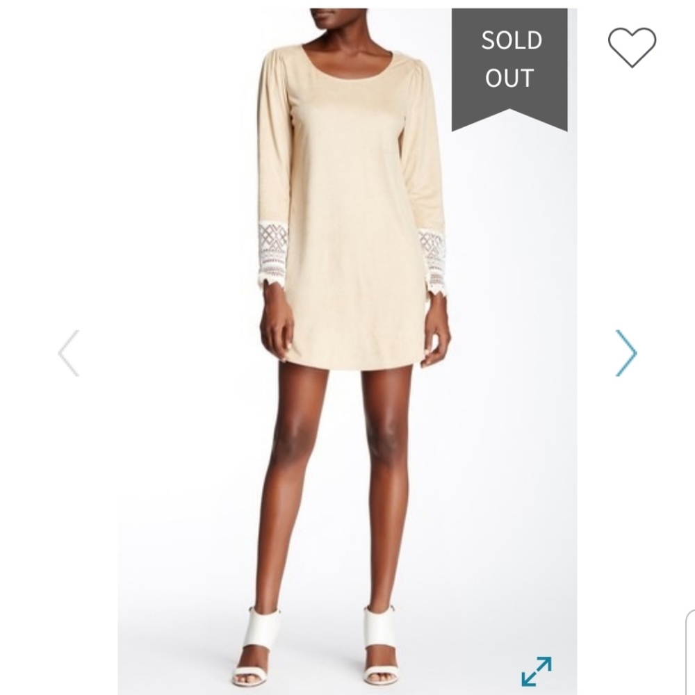 Trixxi Vegan Suede Long Sleeve Sheath Dress
